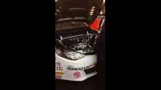 BTCC MG's Jason Plato car in garage at Brands Hatch Finale 2013
