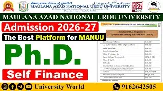 Manuu Ph.D. Self Finance Admission 2026-27 | Education, Finance, Law | @UniversityWorld
