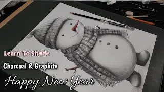 How to Draw a Realistic Snowman | Graphite and Charcoal Pencil Drawing Tutorial