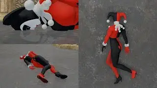【MMD Ryona リョナ】Harley Quinn face down KO pose