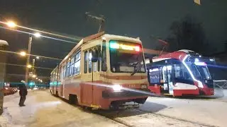 Поездка на трамвае маршрут 🟩52🟥. Трамвай ЛВС-86К борт 8185. Ул. Летчика пилютова-Ж/Д Сосновая поляна