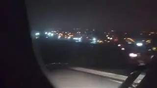 Foggy and rainy night landing at Lisbon