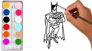 Batman Superhero drawing video - Learning Art for kids, how to color and how to draw