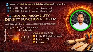 Continuous Probability Distribution | Find k, P(1 to 2), P(X up to 2), P(X above 1) | 