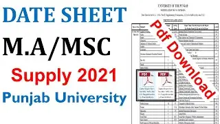 Ma Msc Supply 2021 Date Sheet Announced Punjab University Ma Msc Supply 2021 Date Sheet Pu Ma Msc