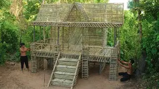 How To Build  The Most Beautiful Two Story Design Villa House Using Bamboo And Wood In Fores