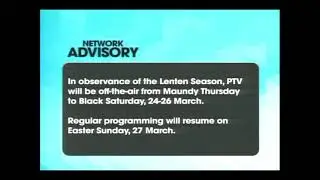 PTV - Network Advisory for Holy Week 2016 (March 23, 2016)