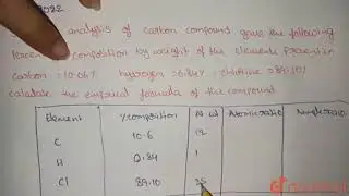 Chemical analysis of a carbon compound gave the following |Class 11 CHEMISTRY | Doubtnut