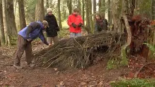 Debris Hut Wilderness Survival Shelter Demonstration