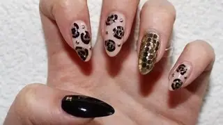 Roses, Studs And Sequin Nail Art