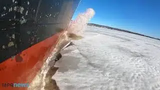 USCGC Alder crushes the last grip of winter on Lake Superior