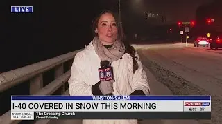 Interstate 40 in Winston-Salem covered in snow after winter storm