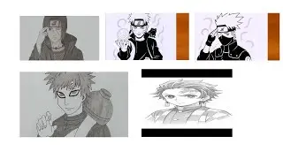 Naruto, Gaara, Kakashi, Itachi & Tanjiro Live Drawing | Anime Sketch Art Live Stream
