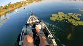 teste de velocidade Kaiak armatus polares N&aacute;utica com pedal Cross drive e motor maruri 24 libras