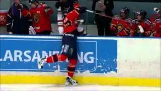 Mika Zibanejad puts Klingberg over the boards - February 21th 2011