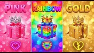 Pick Your Gift! 🎁 Rainbow vs Gold vs Pink Challenge 🩷💛💙💚