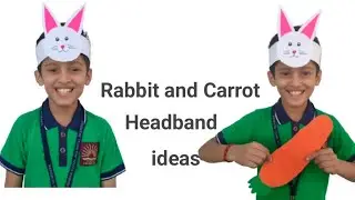 How to make paper Rabbit Headband and paper carrot craft #Bunny Headband craft #Rabbit and carrot 