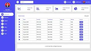 Responsive Admin Dashboard Design Using HTML And CSS || Responsive Dashboard HTML CSS