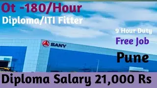 Pune Chakan me job vacancy.पुणे चाकन की सबसे बड़ी कंपनीJob In Sany Company Iti Fitter!Contract Job