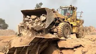 Biggest Caterpillar loader roaring on biggest stone crusher plant #stonecrusherplant #stonecrushing