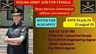 INDIAN ARMY short service commission female entry (tech)#army #agniveer @Govtjobplatform