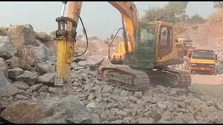 Hydraulic Rock Breaker Working in mines - Hyundai 140 - JISUNG JSB50S