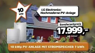 Hochmoderne 10 kWp PV Anlage mit Stromspeicher 7 kWh aus Komponenten von LG Electronics