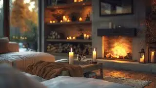 Cozy Living Room | Peaceful RAIN & FIREPLACE SOUNDS  | Sleep and Relaxation | Ambience