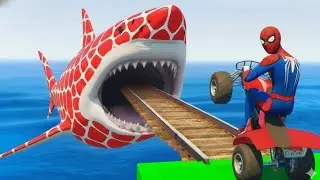 SPIDER-MAN against TUNG TUNG TUNG SAHUR on Motorcycle in RAINBOW SPIDERS BRIDGE | Hunter Spido