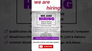 vacancy out by Reliance Jio Infocomm Ltd for diploma freshers students 2025