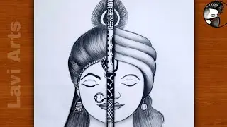 How to draw Radha krishna Half Face | Easy drawing for beginners | lavi arts