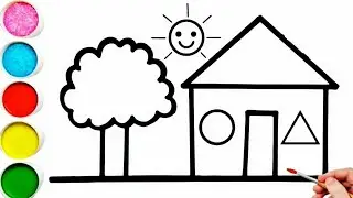 Very Easy Simple House Drawing Coloring/ Easy House Drawing