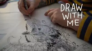 Behind the scenes: Drawing a large owl tattoo design