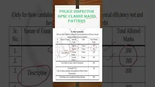 GPSC POLICE INSPECTOR(unarmed) class2 mains exam pattern||#gpsc #civilsignal #exam #shorts #ytshorts