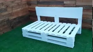 Sofa de palets Exterior, Sofa grande con palets, canape con palets, asiento palets, banco de palets