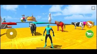Long Sliding Game with Blue Spiderman Red Horse Cow Pink Cow Batman Cow and Blue Horse #gta #gta5 