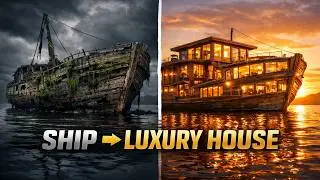 I Turned an Abandoned Wooden Ship into a Luxury House (ASMR)