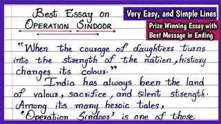 Best ESSAY on OPERATION SINDOOR In English | Essay Writing on OPERATION SINDOOR | Operation Sindoor