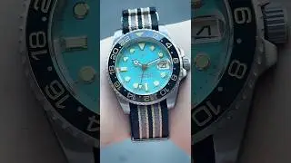 SKLD 40mm Turquoise GMT Titanium Sub with NTTD Nato Strap #customwatch #seikomod #submariner
