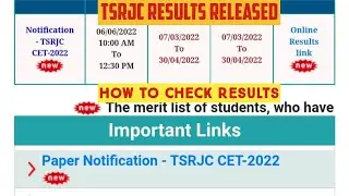 TSRJC RESULTS 2022 RELEASED||HOW TO CHECK RESULTS@VishalBorade