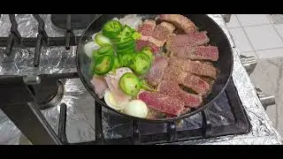 What's for lunch? Steak, eggs, pork bacon, jalape&ntilde;os, iron skillet, 15min home made Carnivore Meal