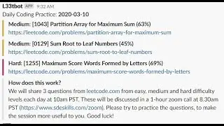 Daily Coding Practice (Questions: 2020 03 10, Session: 2020 03 11)