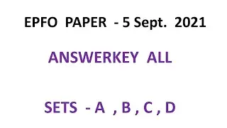 EPFO PAPER ANSWERKEY ALL SETS 2021 | upsc epfo paper answerkey 2021 | EPFO Paper  Answer key 2021 |