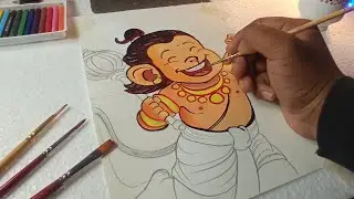 Hanuman Ji Painting 🎨| बाल हनुमान पेंटिंग✨ #hanuman #painting #shorts