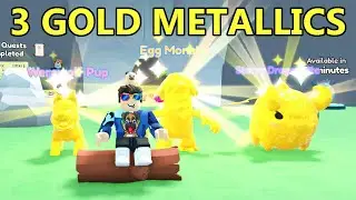 I Got Now 3 Gold Metallic Pets In Roblox Collect All Pets!