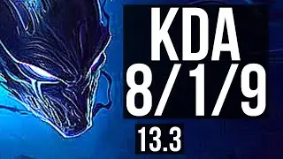 NOCTURNE vs ZAC (JNG) | 8/1/9, 1.3M mastery, 400+ games, Dominating | EUW Master | 13.3
