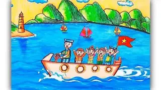 Tranh vẽ về biển đảo Việt Nam/Mĩ thuật lớp 4/Vẽ tranh phong cảnh/@emvesacmau 