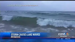 Storm stirs surfable waves on Lake Tahoe