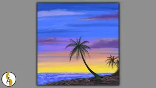 Sunset / Palm tree / Beach Landscape Painting / Relaxing / Procreate Art / iPad Art / Demo #51