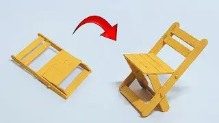 How to make a chair with popsicle sticks _ Miniature folding chair